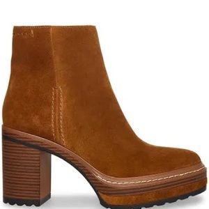Steve Madden Sloanne Camel Brown Suede Platform Ankle Boot Size 10